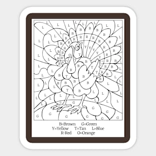 Turkey Color By Number Sticker